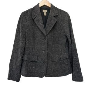 LL Bean Wool Silk Blend Gray Blazer Sz M